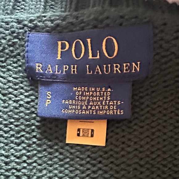 POLO Ralph Lauren Dark Green Crewneck Sweater with Flag - Picture 4 of 5